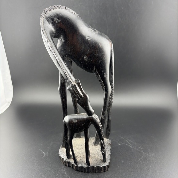 Other - Vintage African Hand Carved Wooden Mom and Baby Giraffe Wooden Figurine/